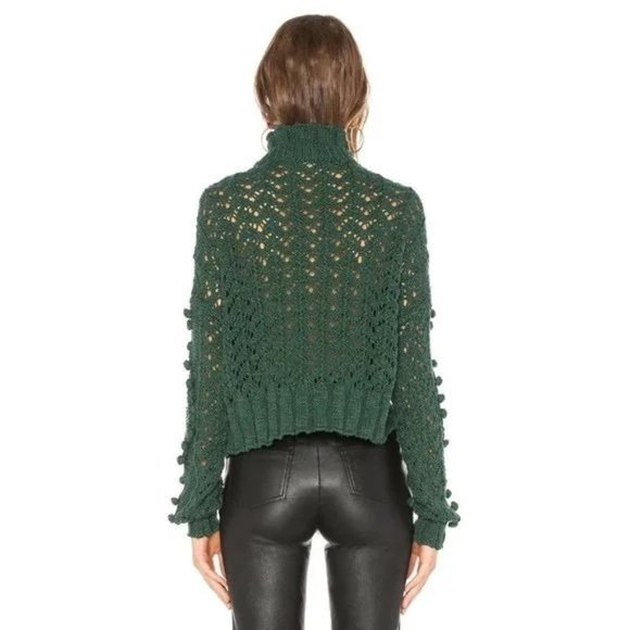 Lovers & Friends Daybreak Long Sleeve Cable Knit Mock Neck Sweater Forest Green - Picture 3 of 8